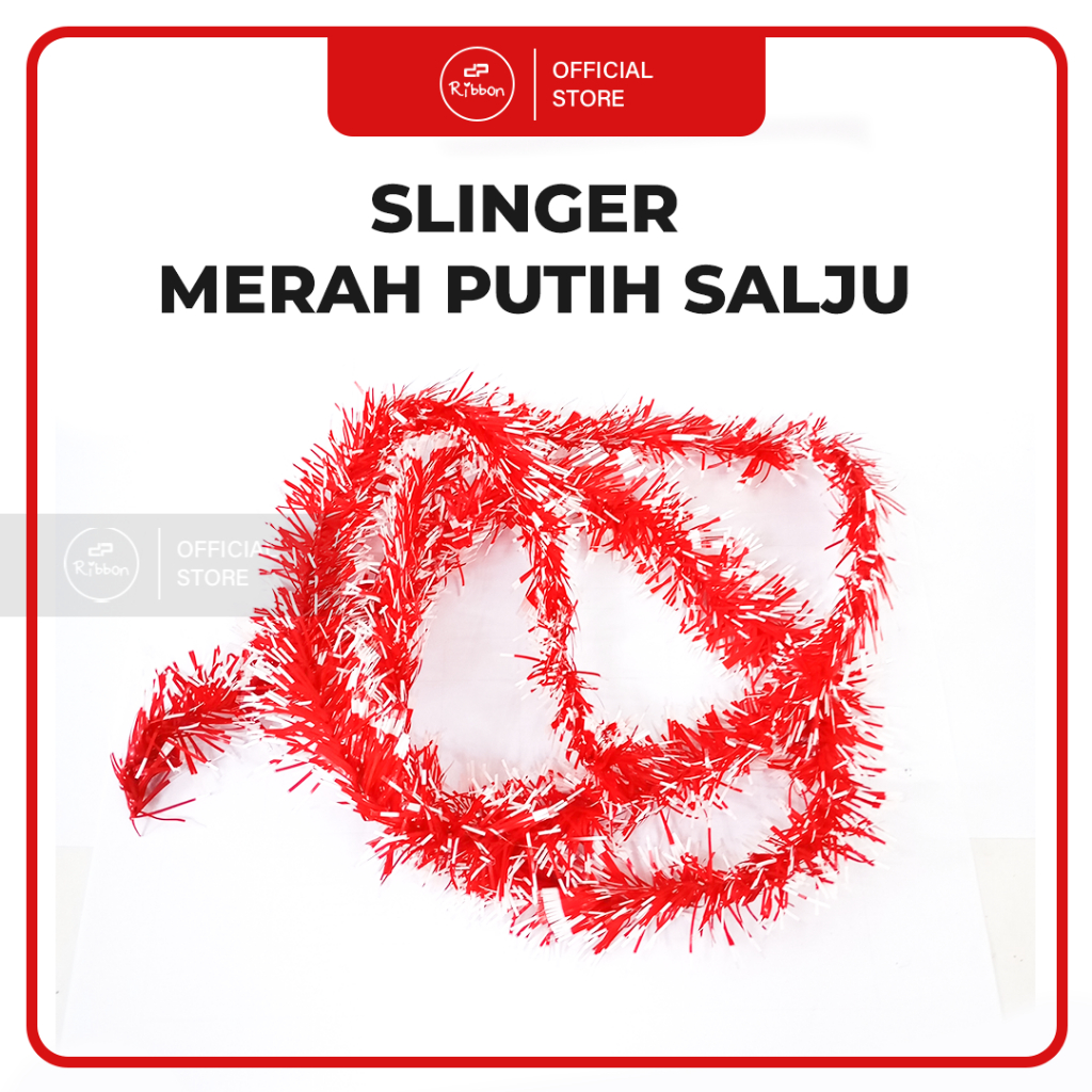 Selinger Salju  Merah Putih 5cm x 1.5m 17 Agustus Slinger Tinsel Hantaran Dekorasi Pesta