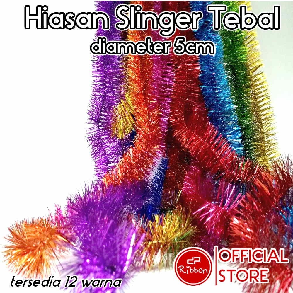 1 Lusin Slinger Tebal Polos Diameter 5cm  Dekorasi Tinsel Pesta Hantaran Parcel Ulang Tahun Natal 1 Lusin 12 pcs