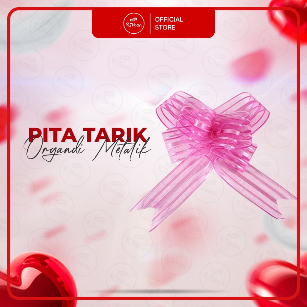 GROSIR Pita Tarik ORGANDI 32mm Serut Besar Hiasan Parcel Kado Organza Metalik