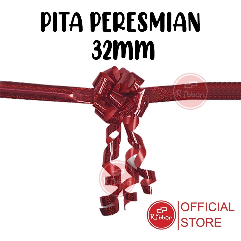 1 Set Pita Peresmian Metalik Hologram Laser 32 mm Pita Tarik Pita Party Murah