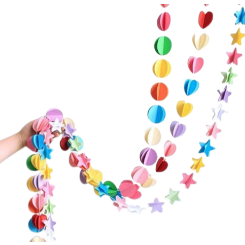 1 Set Hiasan 3D Paper Love Bulat Kupu-Kupu Bintang Garland Wedding Party Decoration Gantung Dekorasi Pesta Ulang Tahun Bunting Banner Love Circle Butterfly Star