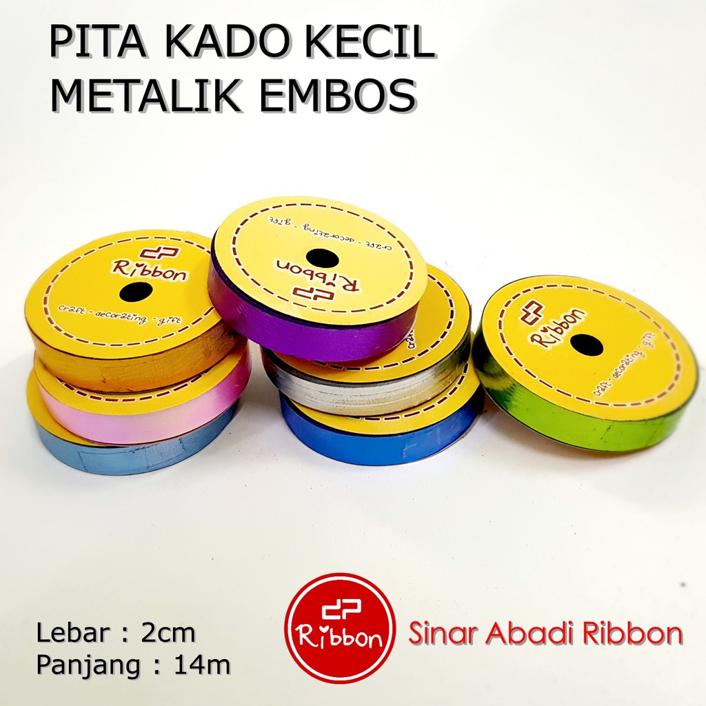 RIBBON Pita Kado 2cm 3/4″ METALIK EMBOS LASER Jepang / Plastik 2 cm 18mm