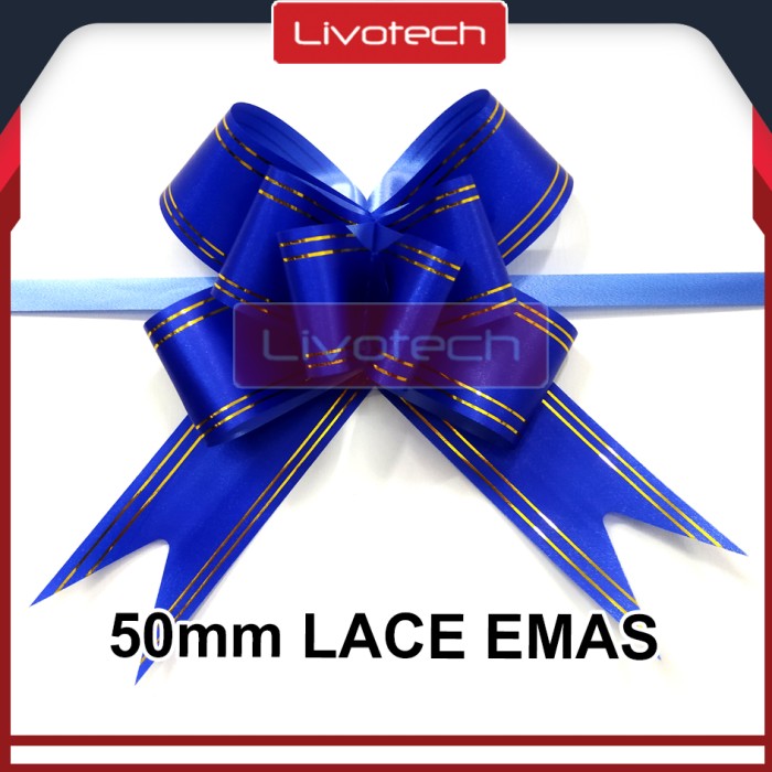 Pita Tarik Lis Emas 50mm Serut Besar Hiasan Parcel Souvenir 50 mm